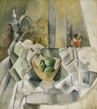 Maceta carafon y compotier 1909 cubismo Pablo Picasso Pinturas al óleo